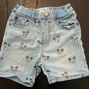 Zara Kids Mickey Mouse Denim Shorts Size: 2-3 Years